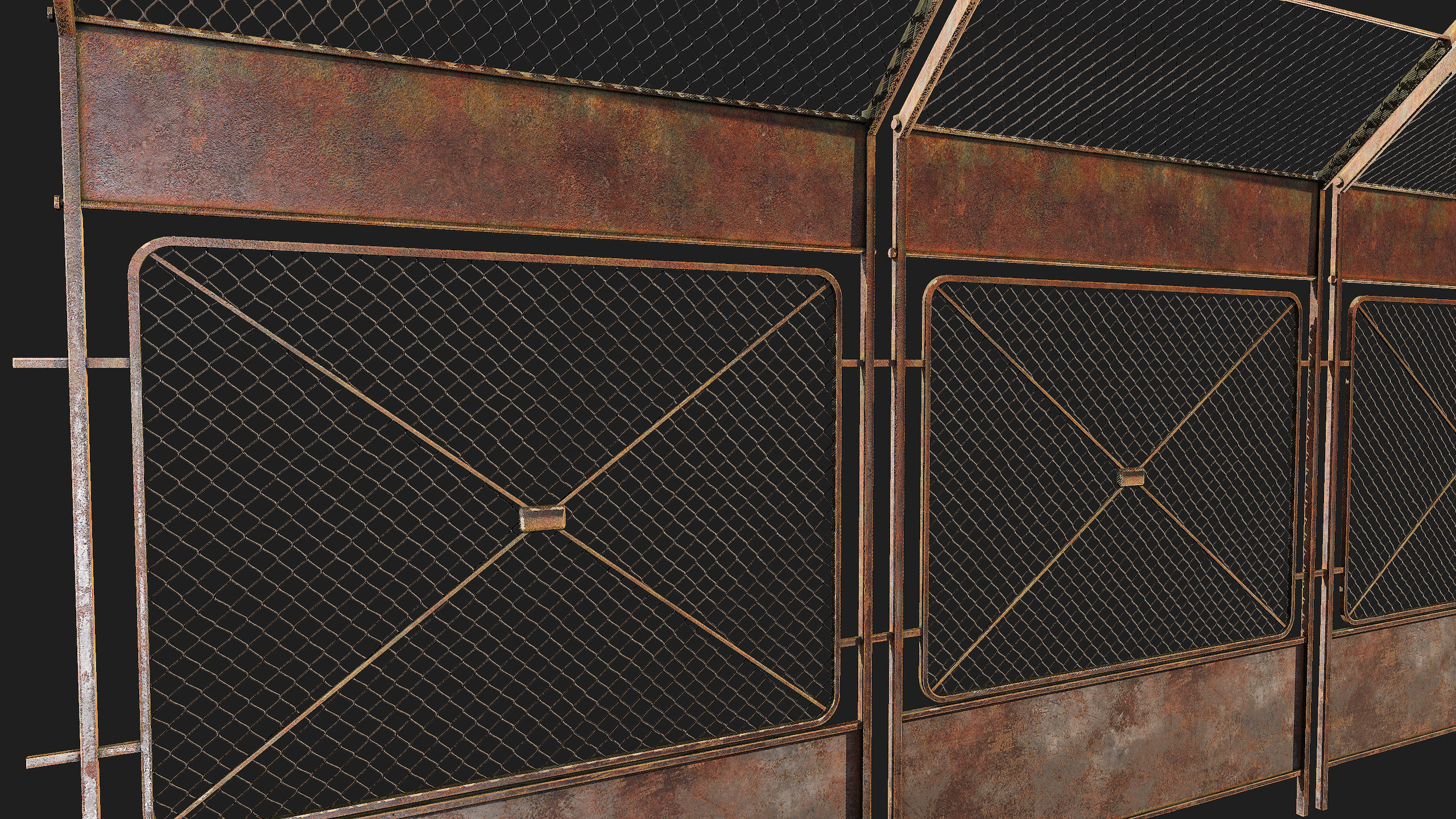 Wire Chain Link Fence Low-poly 3D model_3