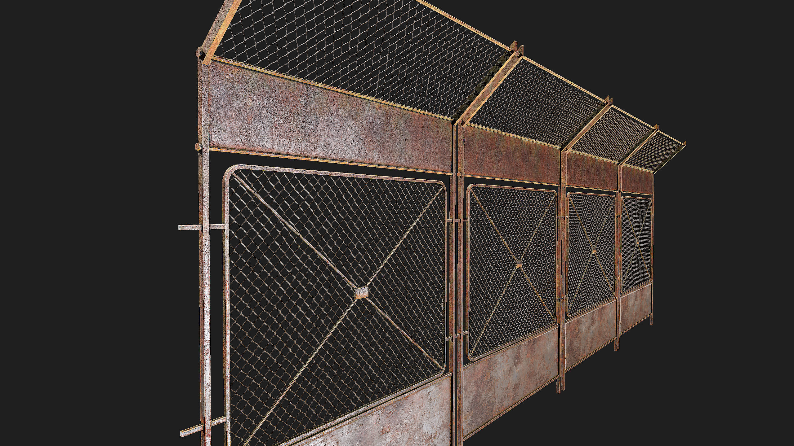 Wire Chain Link Fence Low-poly 3D model_7