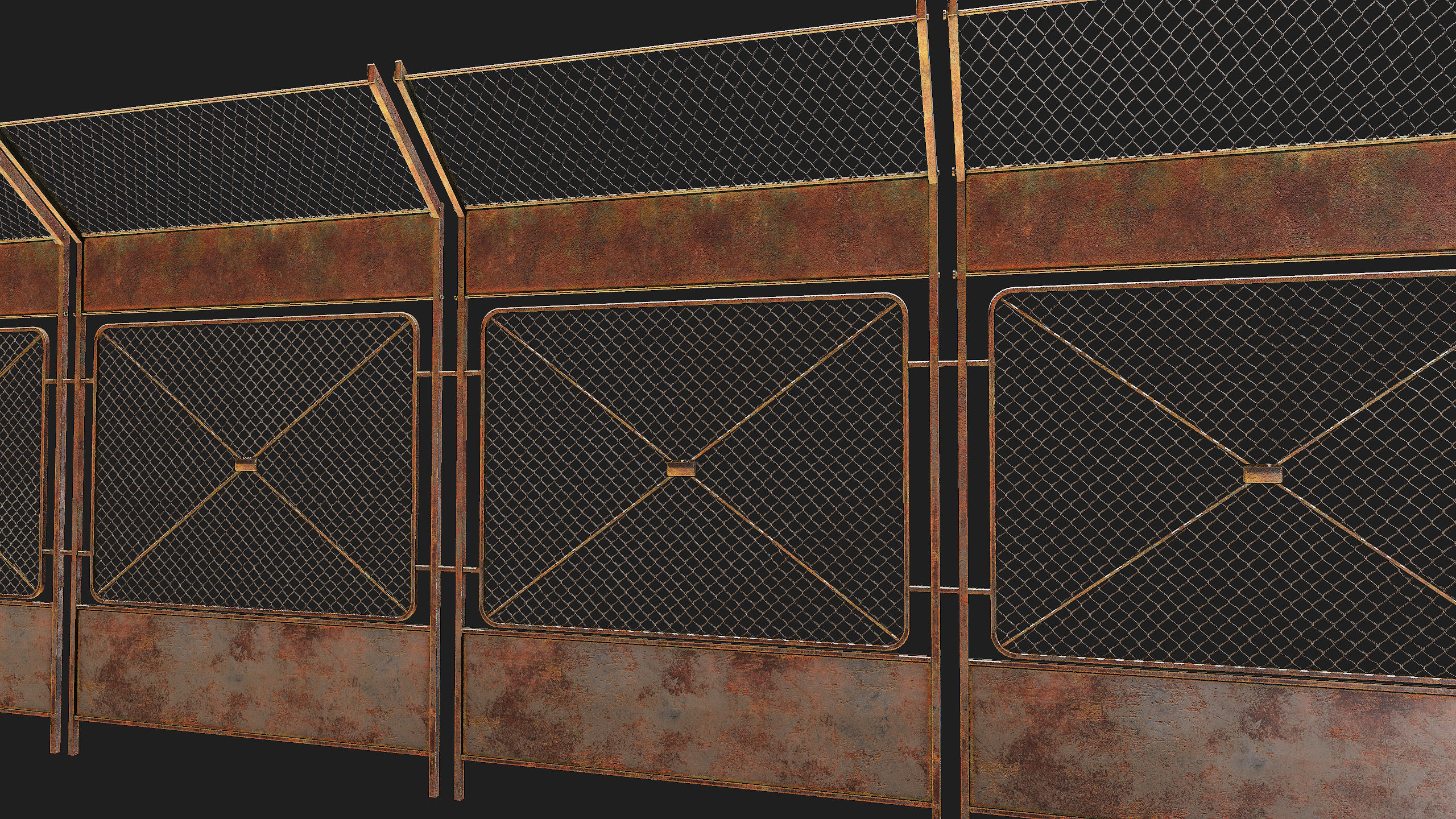 Wire Chain Link Fence Low-poly 3D model_5