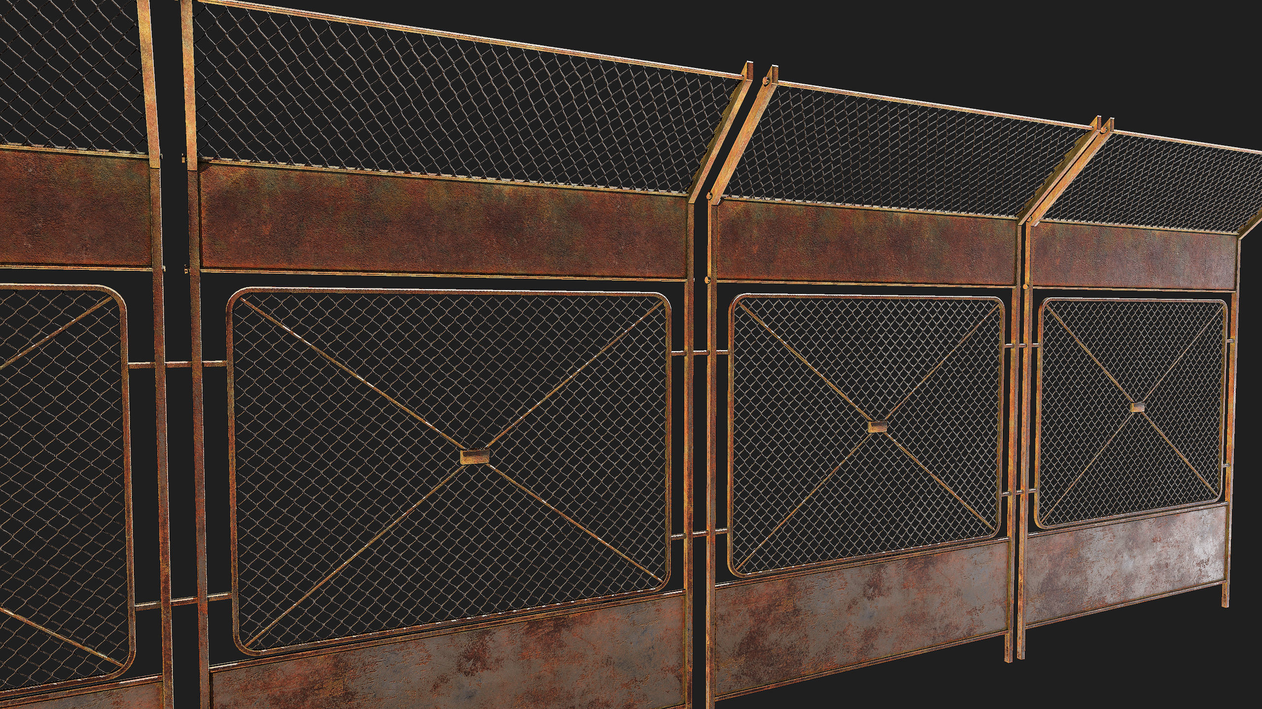 Wire Chain Link Fence Low-poly 3D model_4