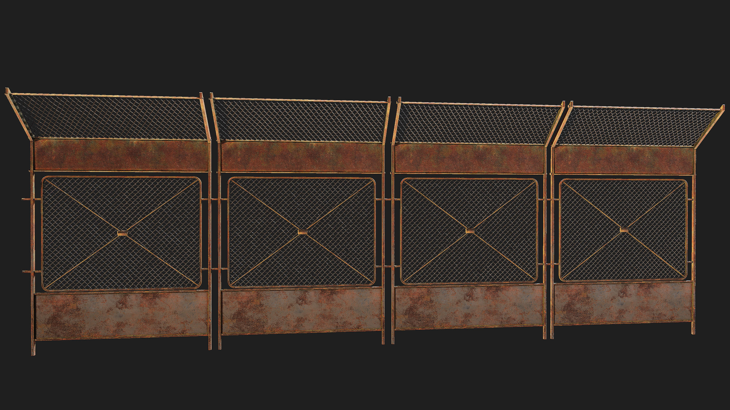 Wire Chain Link Fence Low-poly 3D model_6