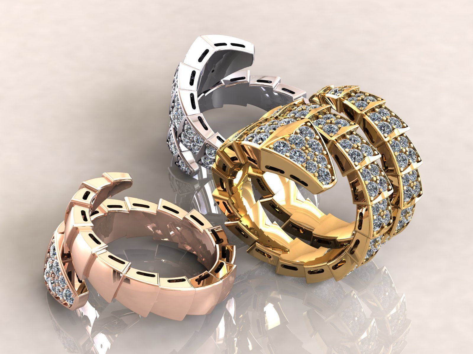 Snake Viper Ring  3D print model_4