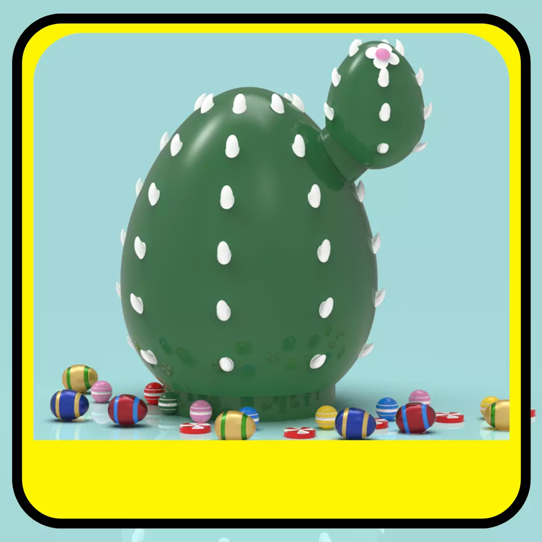 Cactus piggy bank or easter egg 3D print model_0