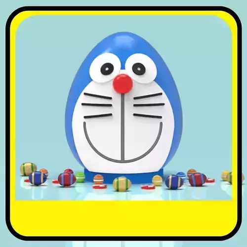 Doraemon piggy bank or easter egg 3D print model