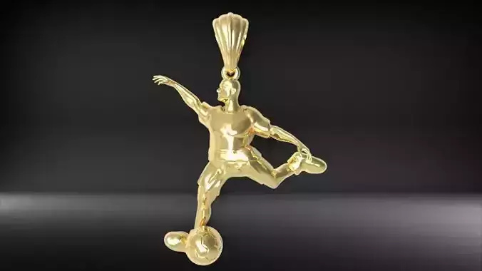 3D Soccer Player Futbol Pendant Necklace Jewelry