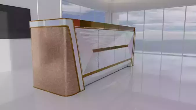 Golden Executive Desk Elegance 3D model