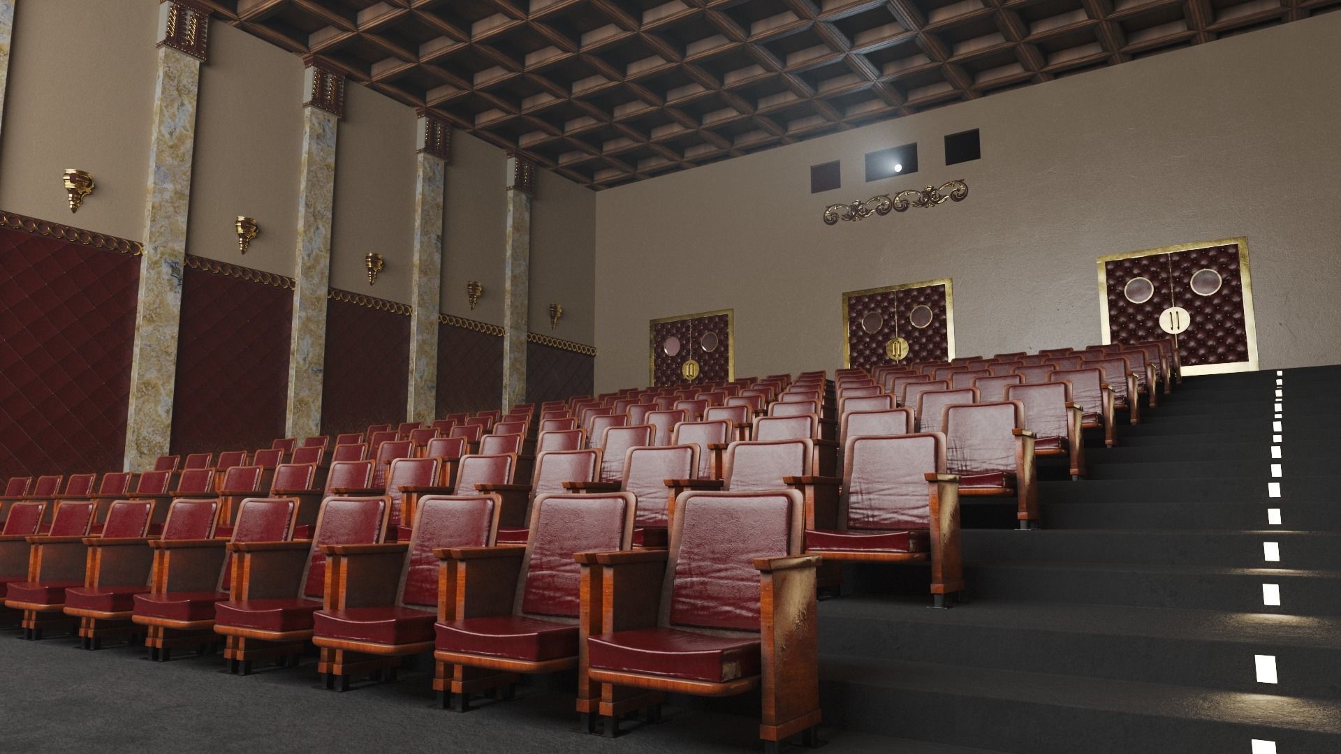 Movie Theater Classic Interior 3D model_10
