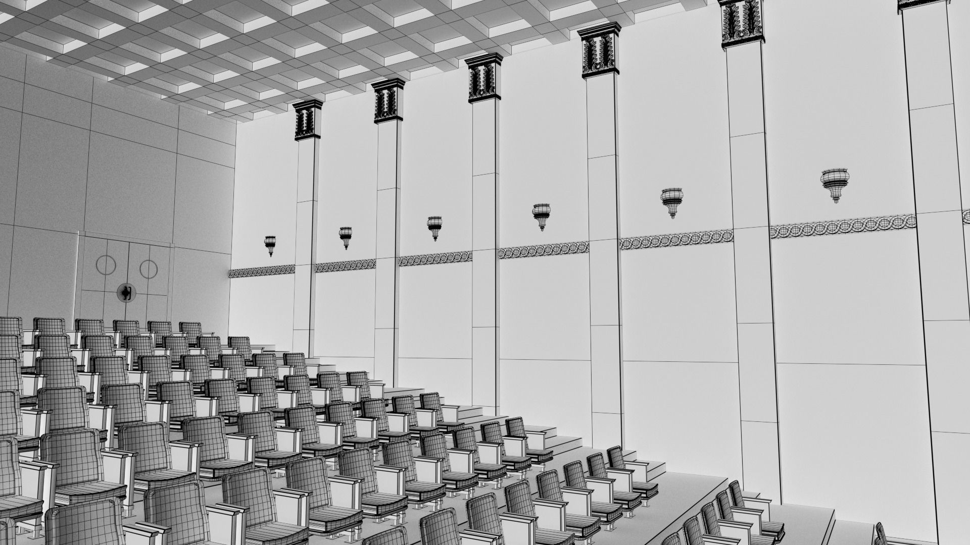 Movie Theater Classic Interior 3D model_31