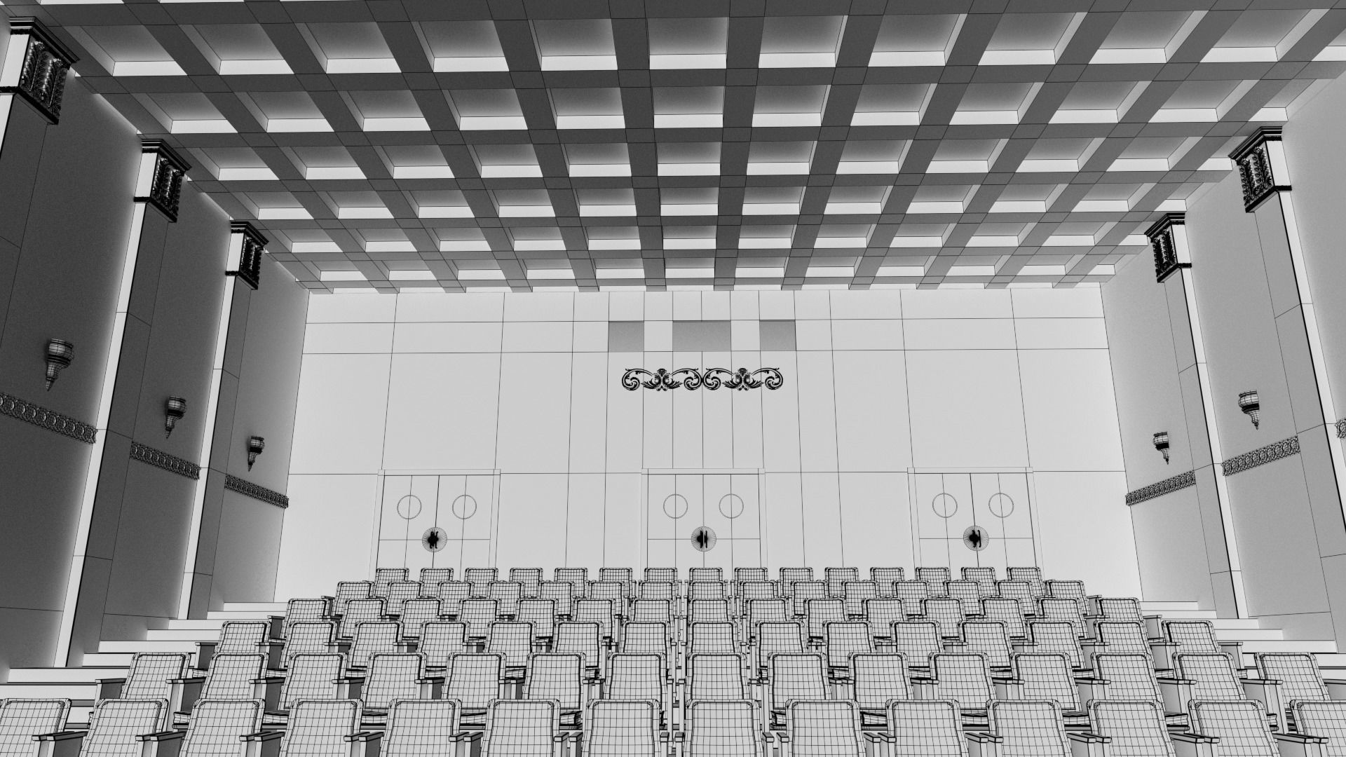 Movie Theater Classic Interior 3D model_30