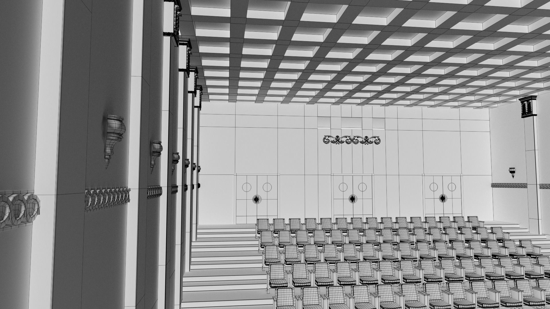 Movie Theater Classic Interior 3D model_34