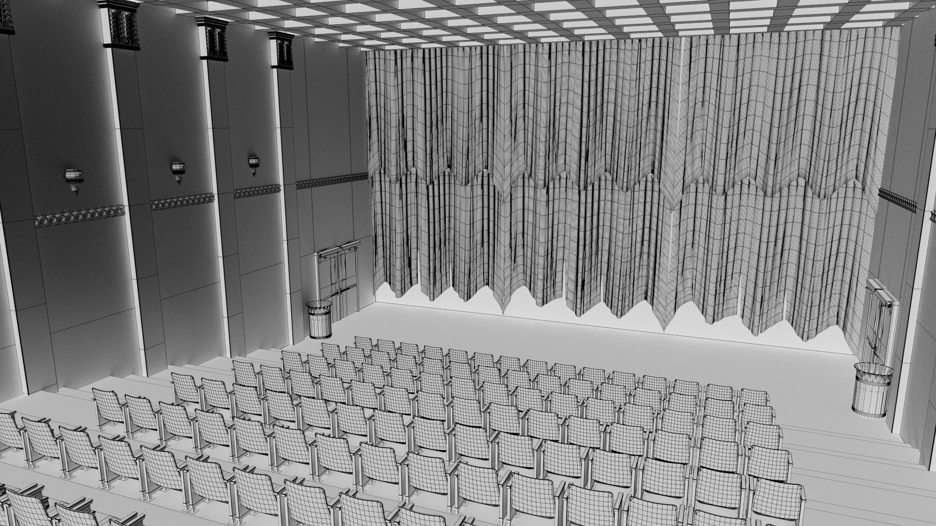 Movie Theater Classic Interior 3D model_40