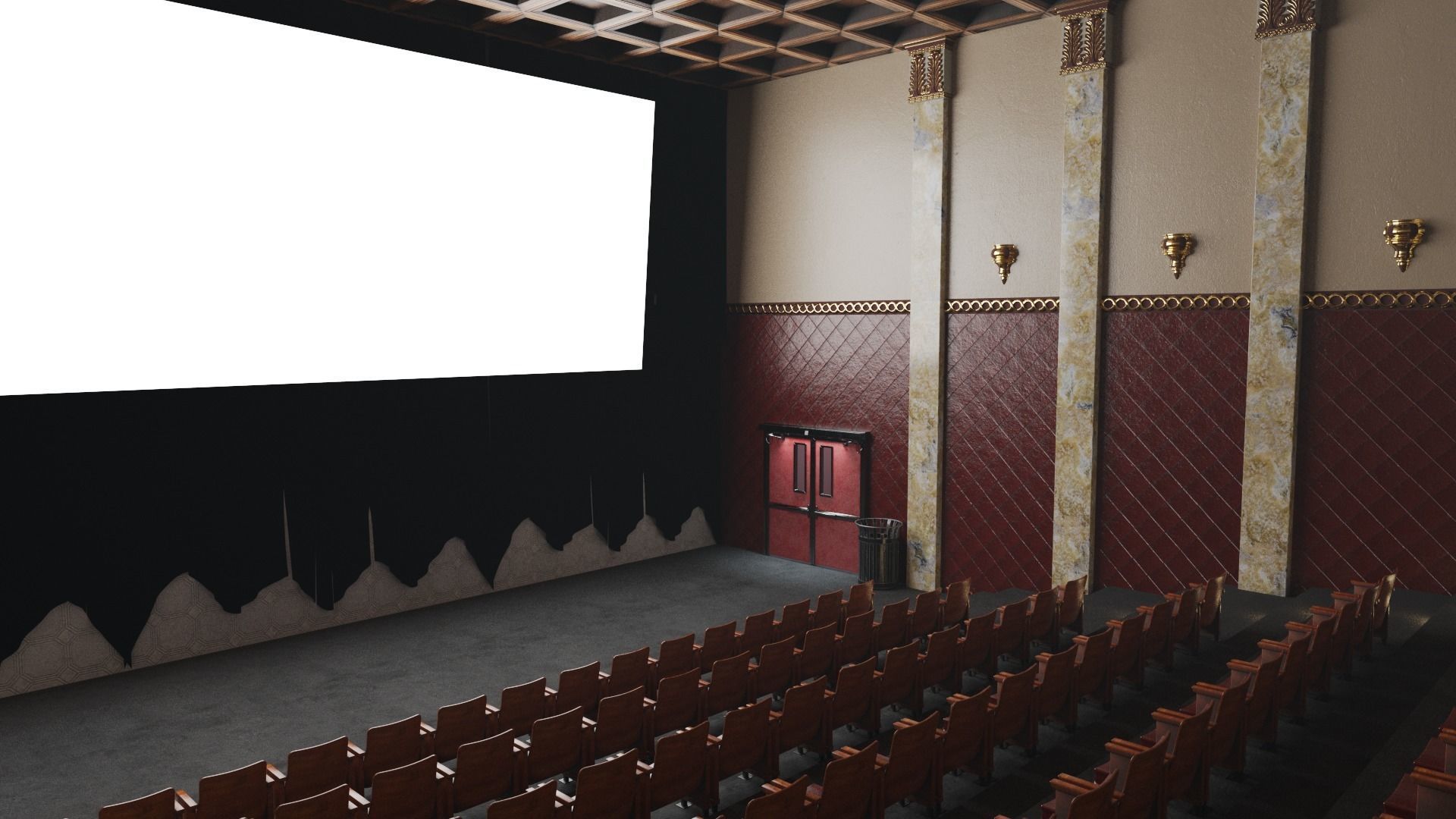 Movie Theater Classic Interior 3D model_7