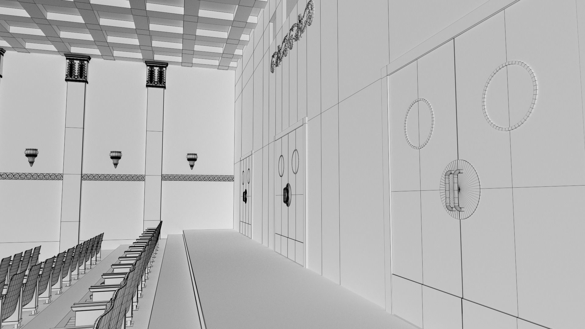 Movie Theater Classic Interior 3D model_35