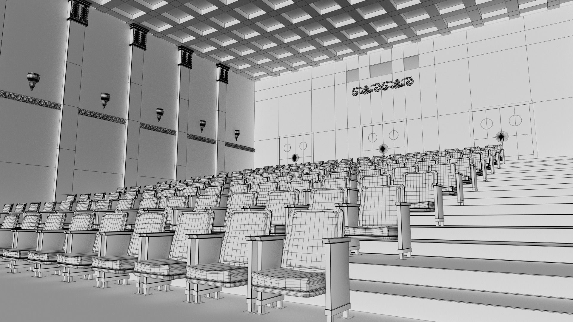 Movie Theater Classic Interior 3D model_44