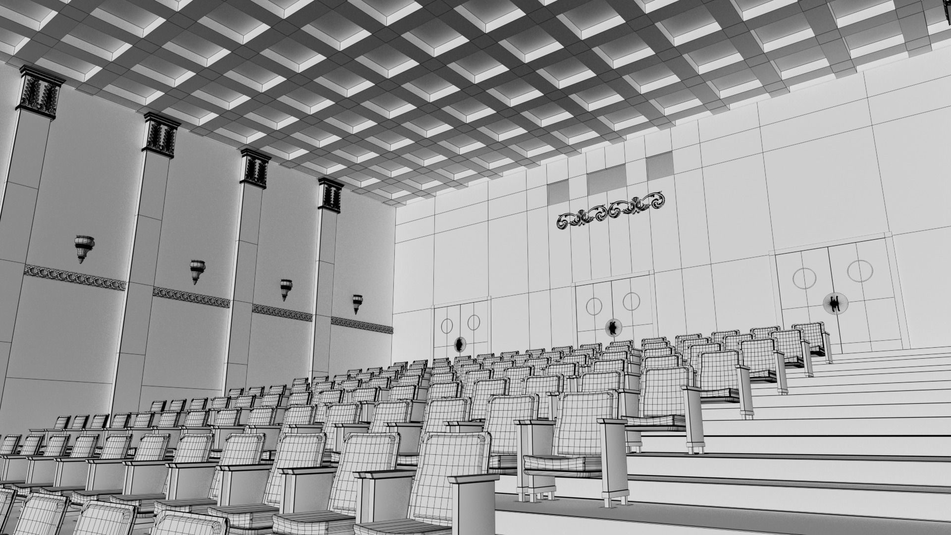 Movie Theater Classic Interior 3D model_36