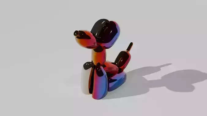 Burned metal baloon dog