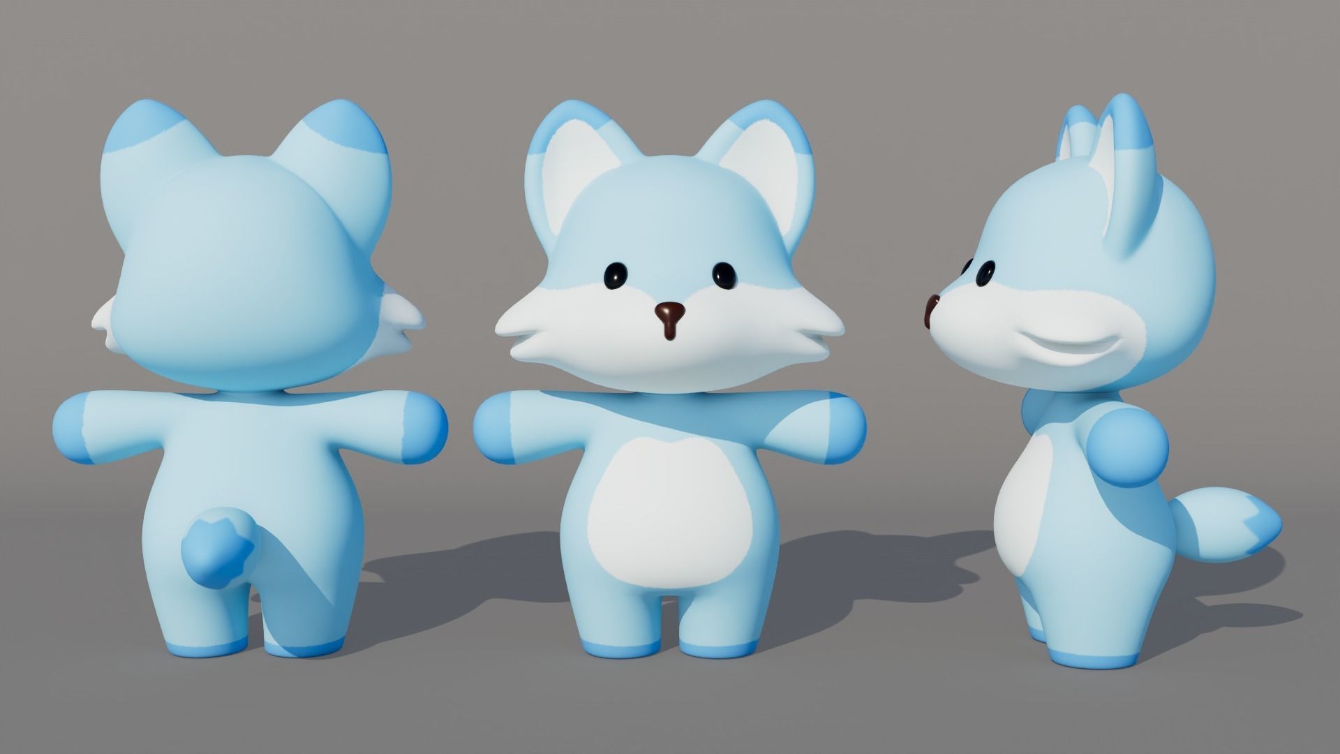 Rigged Cartoon Fox Low-poly 3D model_4