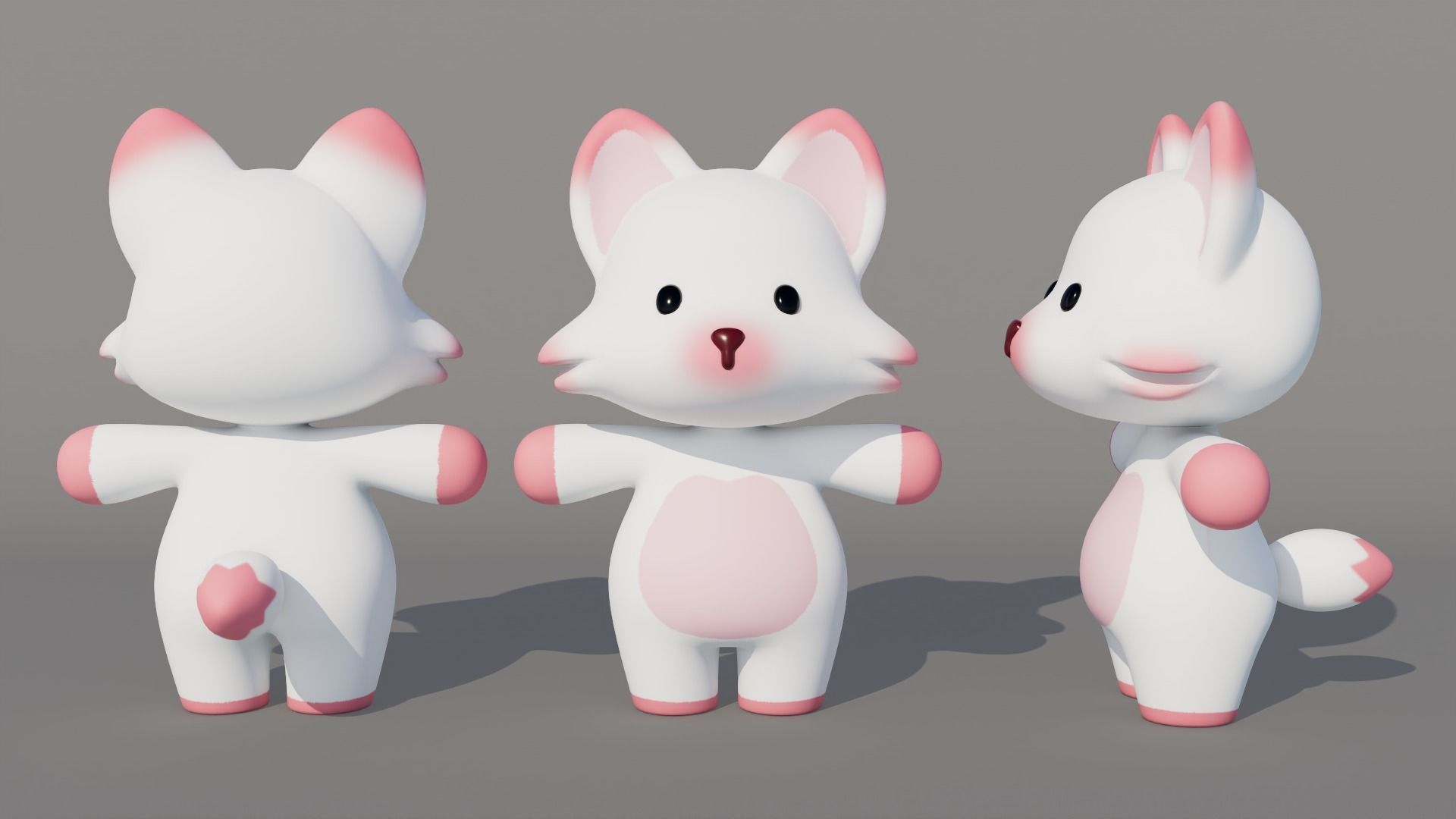 Rigged Cartoon Fox Low-poly 3D model_2