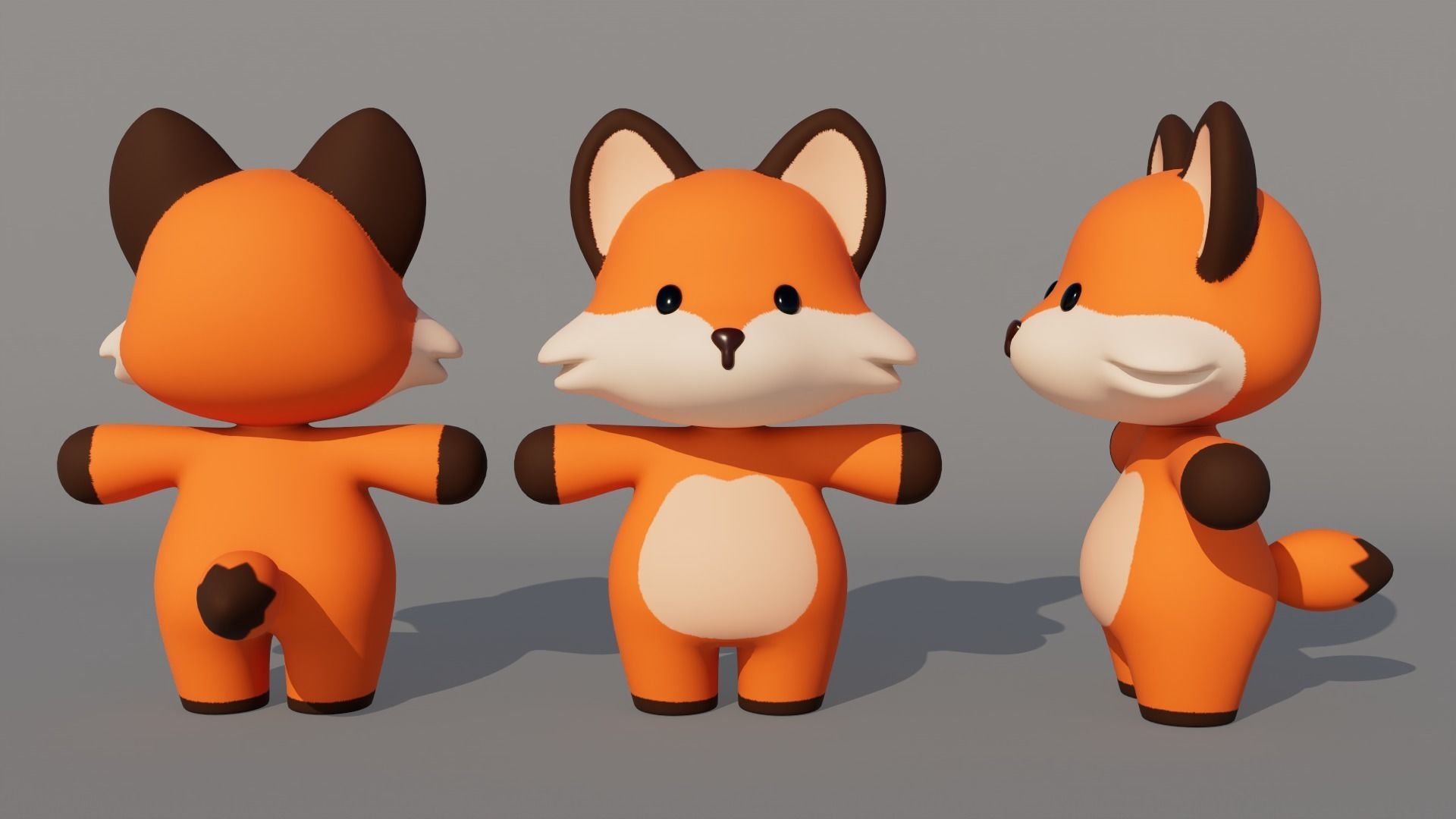 Rigged Cartoon Fox Low-poly 3D model_3