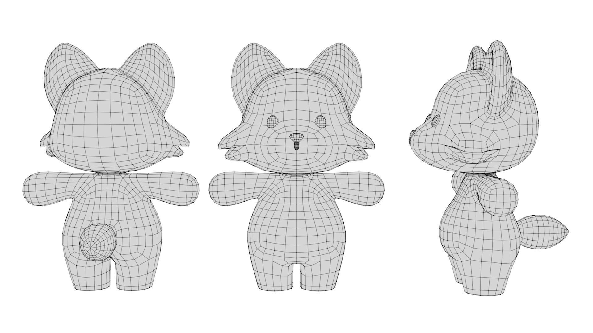 Rigged Cartoon Fox Low-poly 3D model_5