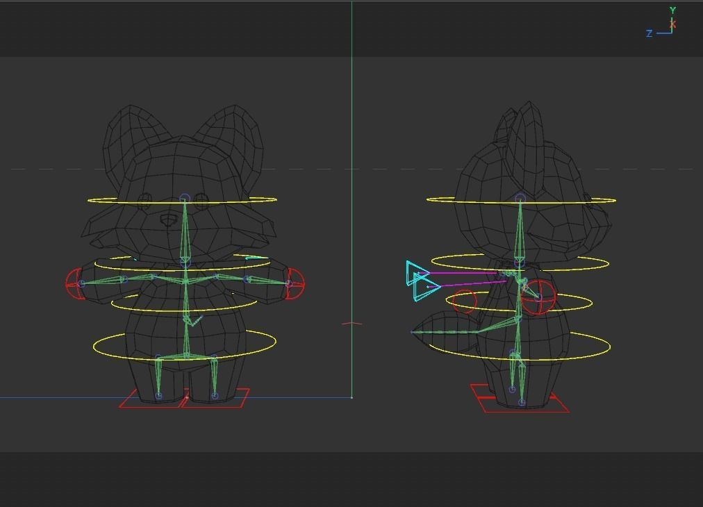 Rigged Cartoon Fox Low-poly 3D model_7