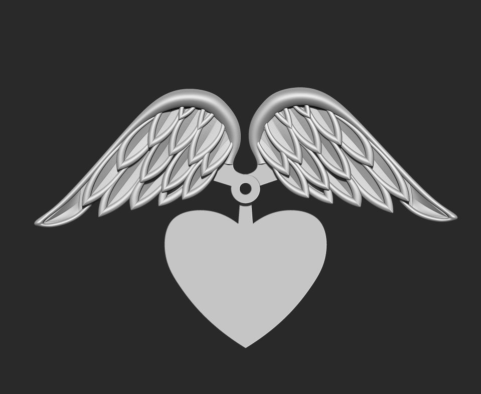 HEART PENDANT WITH WINGS Printable Model 3D print model_5