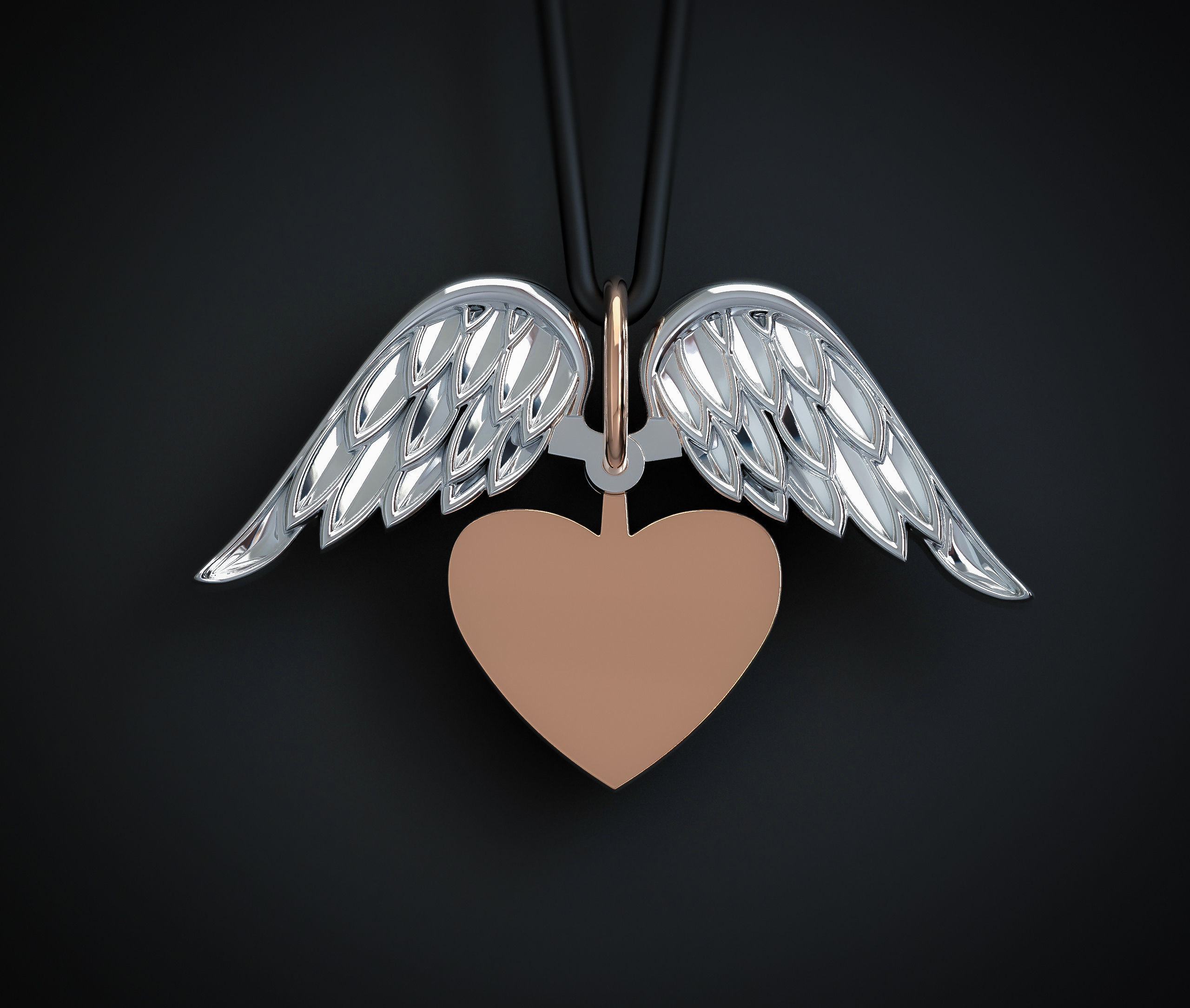 HEART PENDANT WITH WINGS Printable Model 3D print model_1