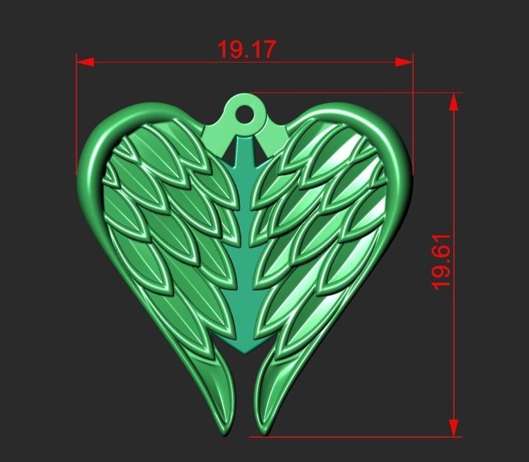 HEART PENDANT WITH WINGS Printable Model 3D print model_12