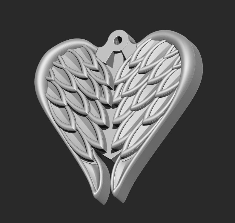 HEART PENDANT WITH WINGS Printable Model 3D print model_3