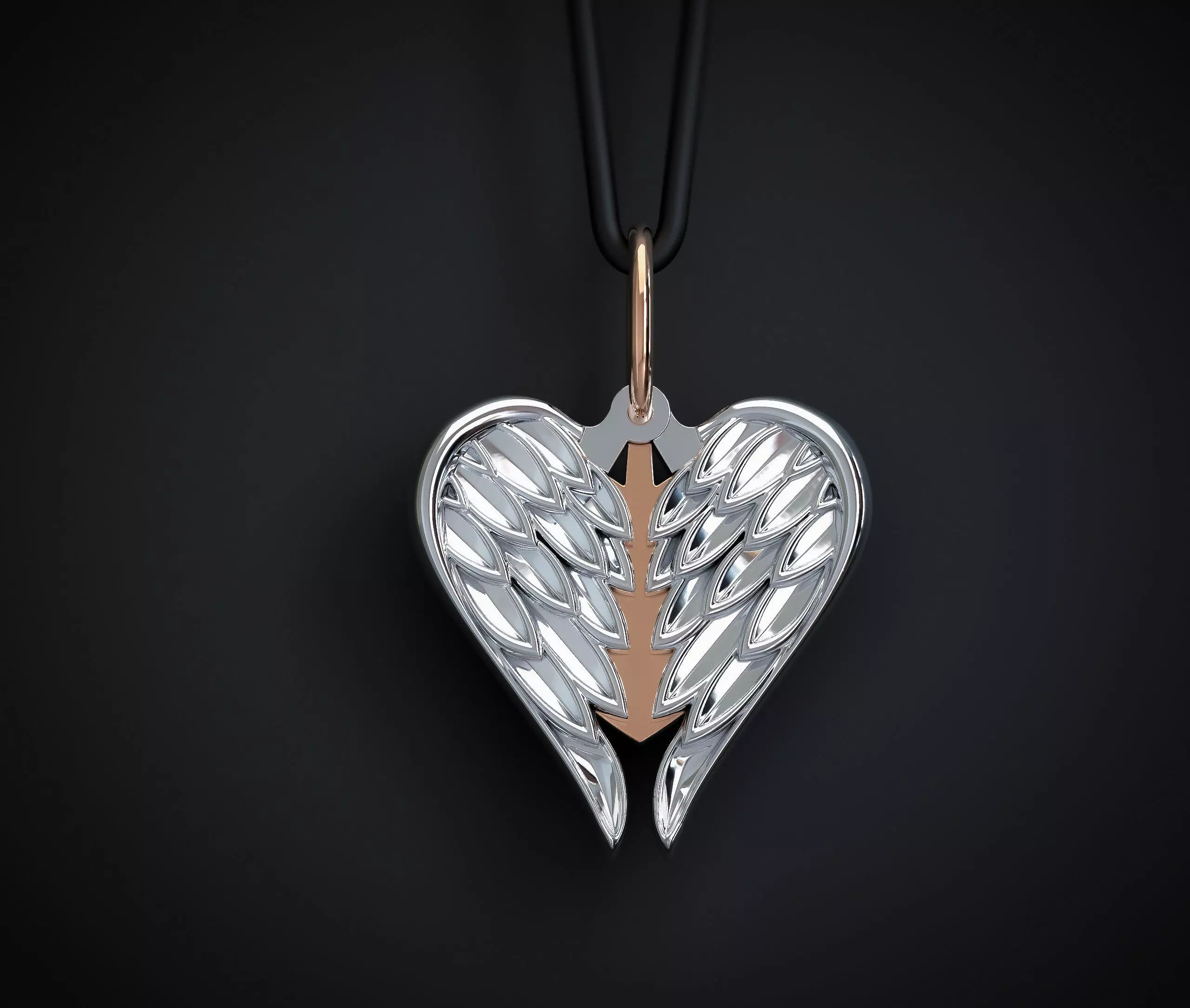 HEART PENDANT WITH WINGS Printable Model 3D print model_0