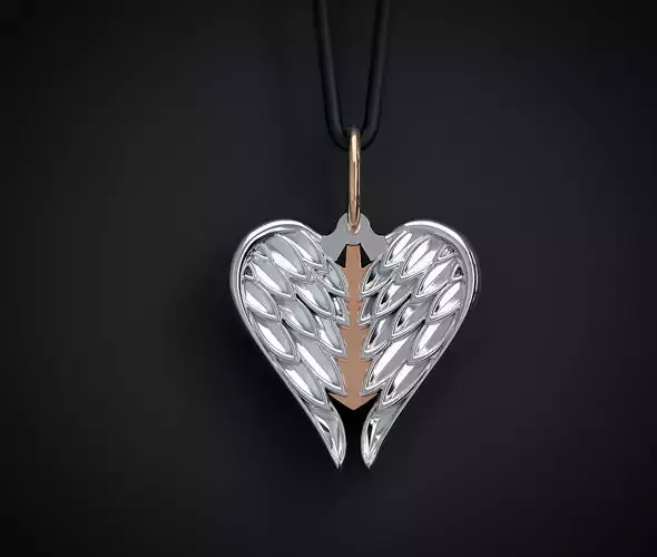 HEART PENDANT WITH WINGS Printable Model