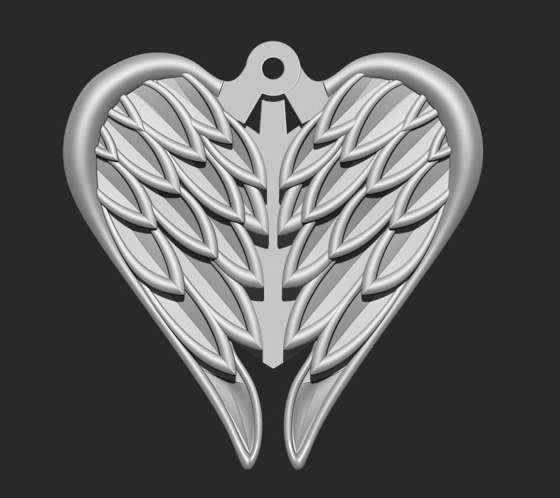 HEART PENDANT WITH WINGS Printable Model 3D print model_2
