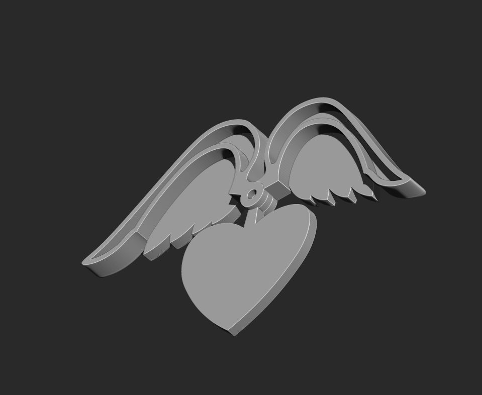 HEART PENDANT WITH WINGS Printable Model 3D print model_7