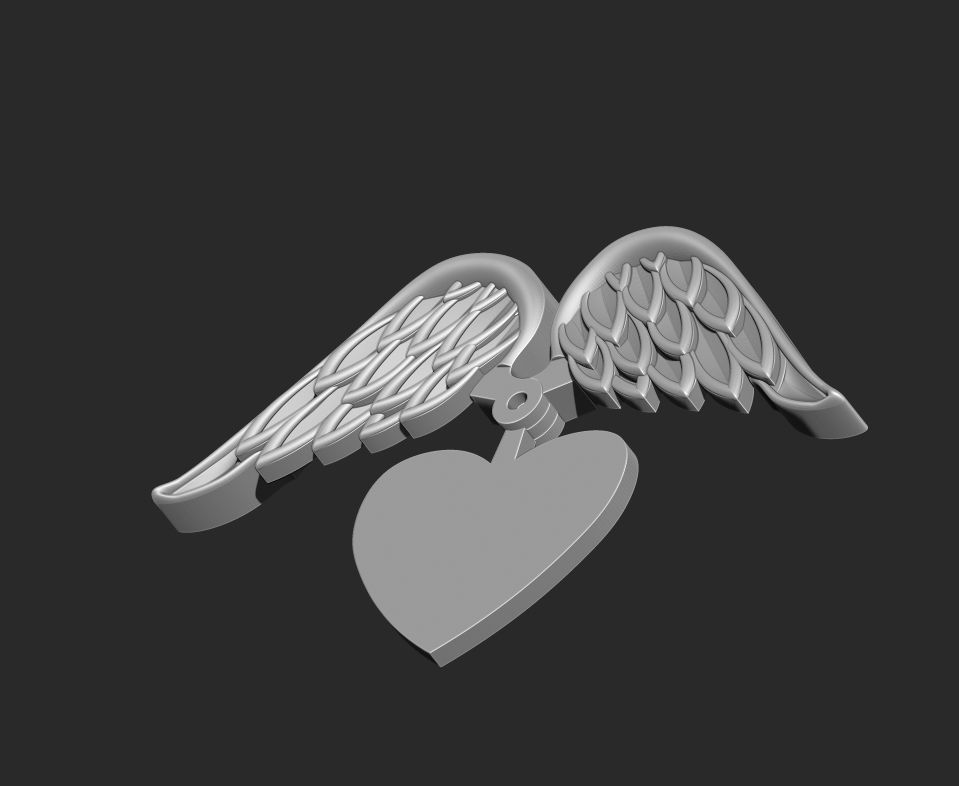 HEART PENDANT WITH WINGS Printable Model 3D print model_8