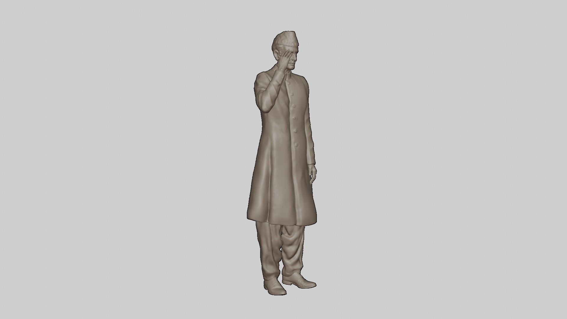 Quaid E Azam Muhammad Ali Jinnah Bronze Sculpture 3D model_8