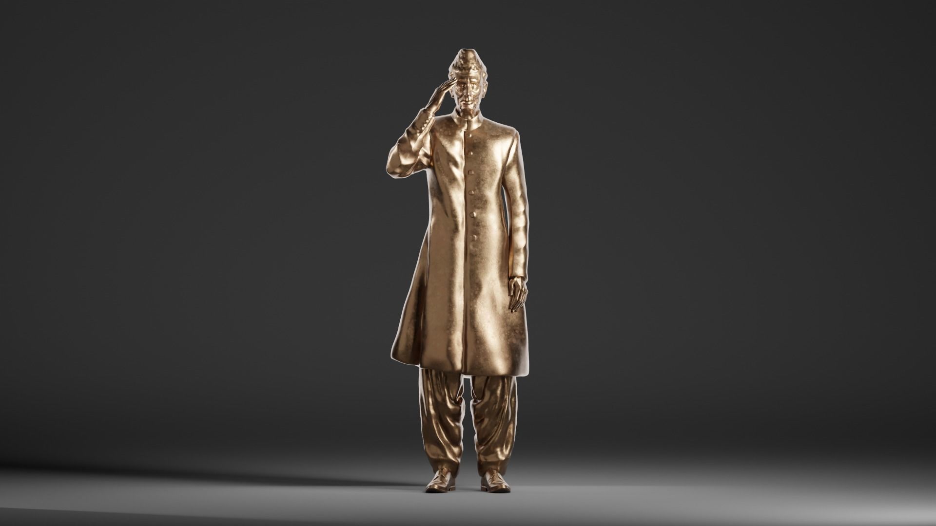 Quaid E Azam Muhammad Ali Jinnah Bronze Sculpture 3D model_1