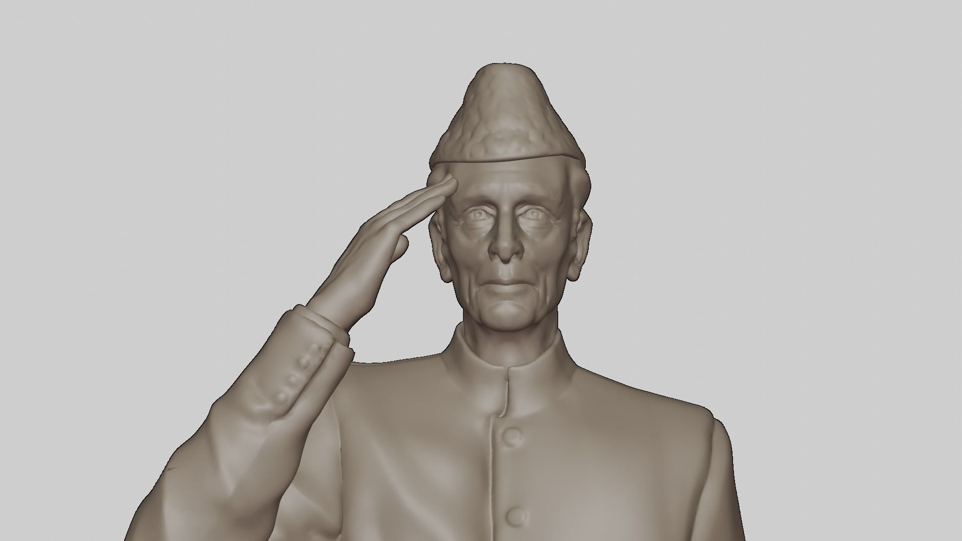 Quaid E Azam Muhammad Ali Jinnah Bronze Sculpture 3D model_4