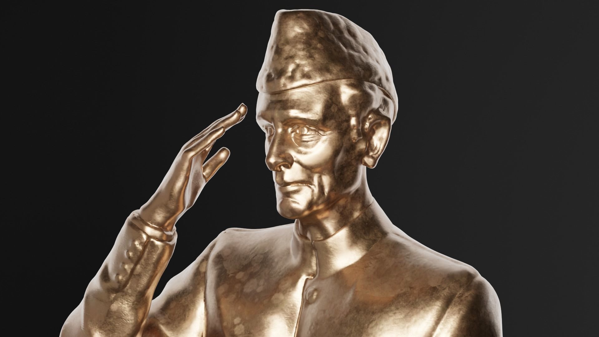 Quaid E Azam Muhammad Ali Jinnah Bronze Sculpture 3D model_3
