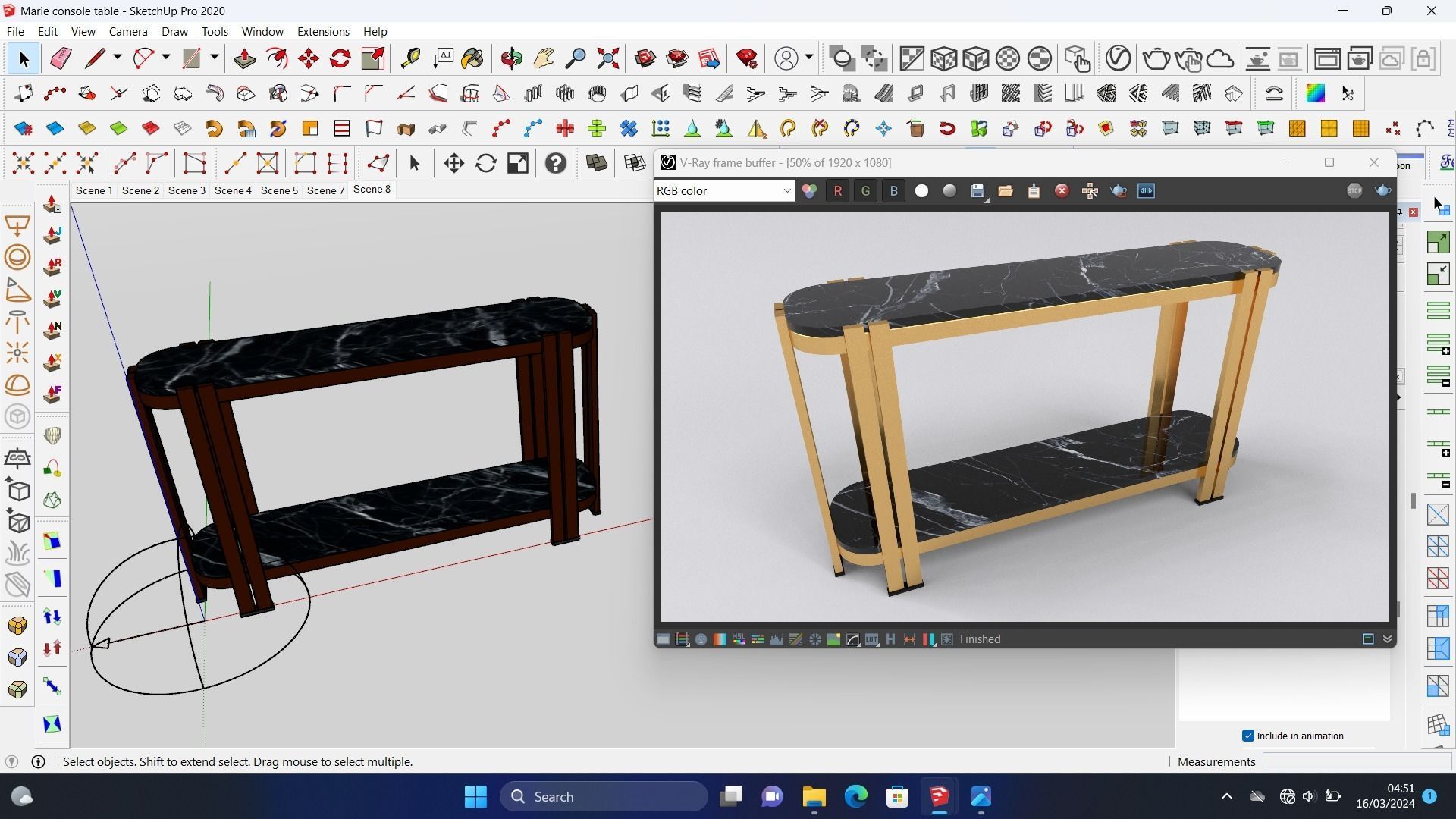 Marie console table Free 3D model_9