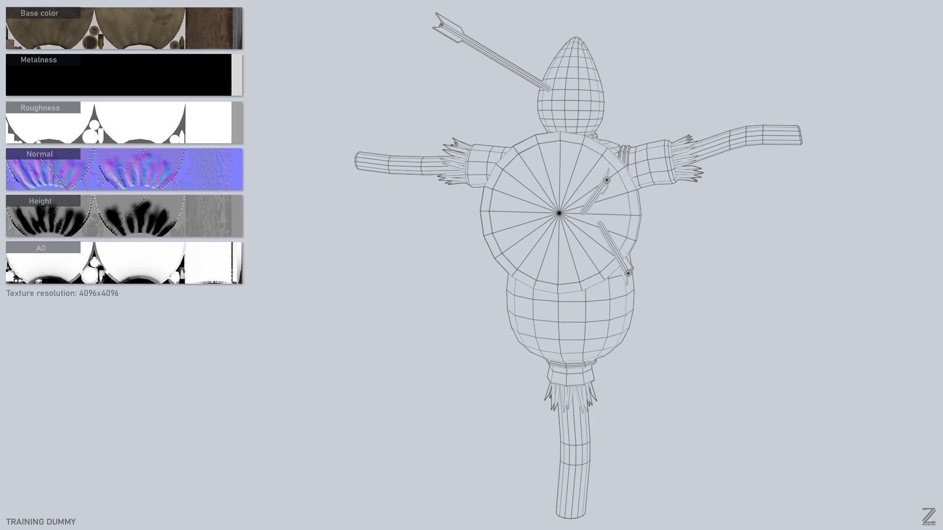 Training dummy Low-poly 3D model_3