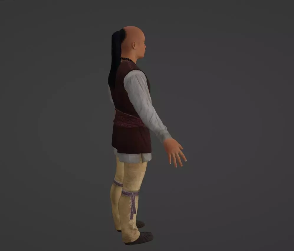 Native American Man Low-poly 3D model_4