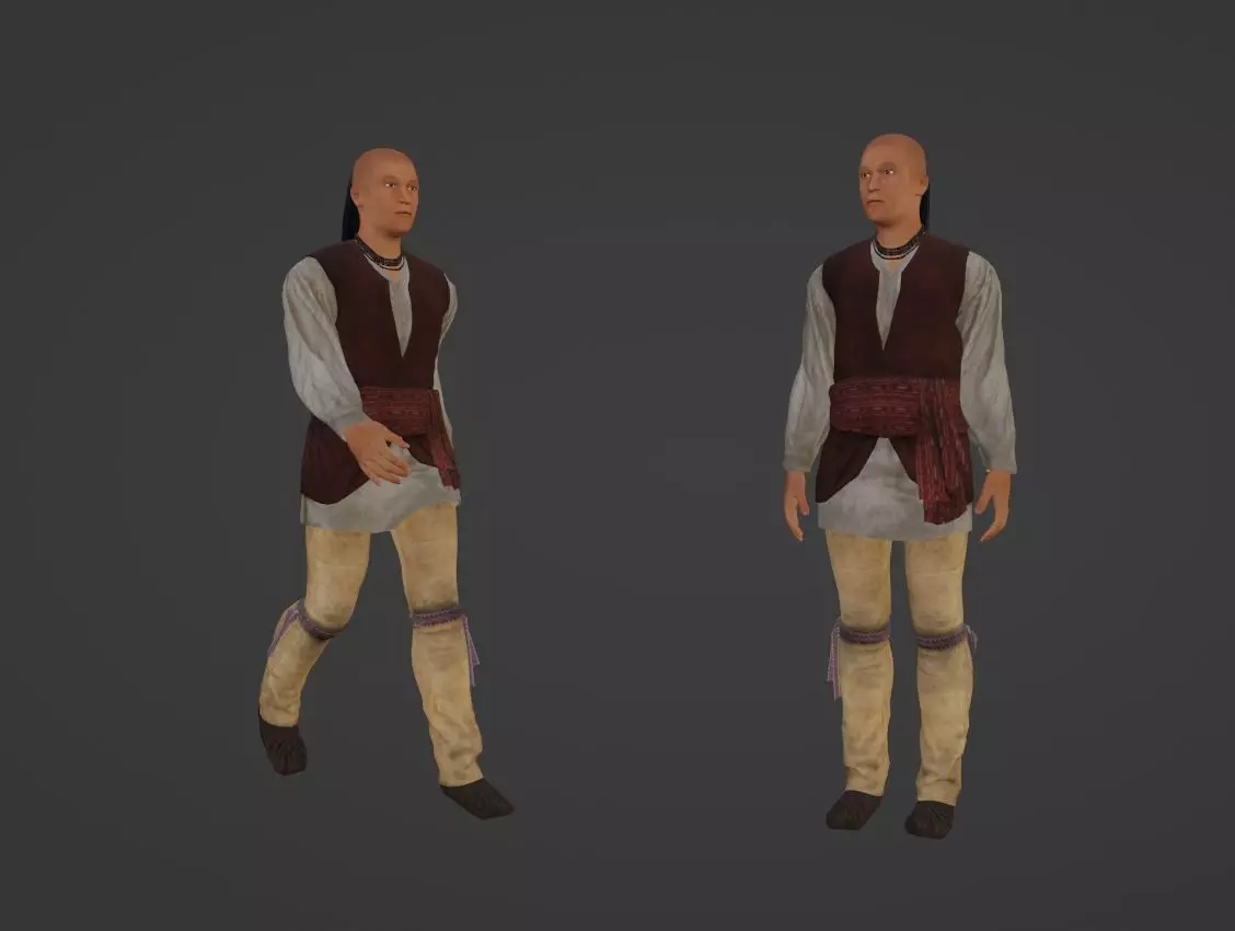 Native American Man Low-poly 3D model_1