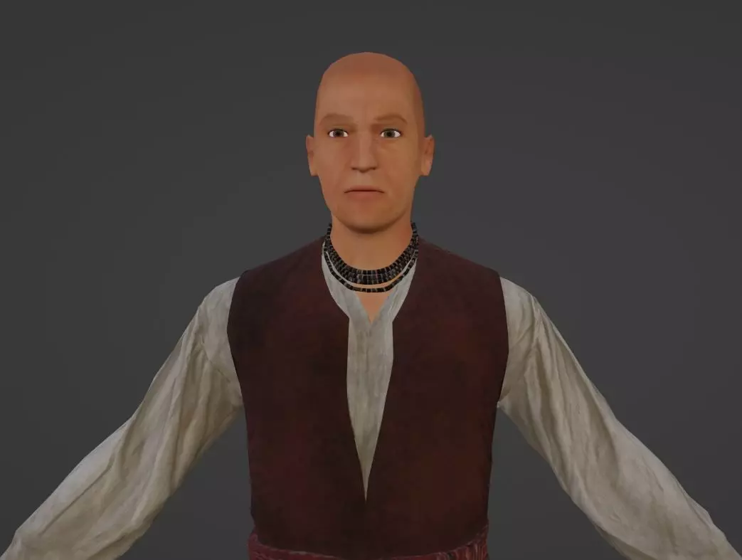 Native American Man Low-poly 3D model_3