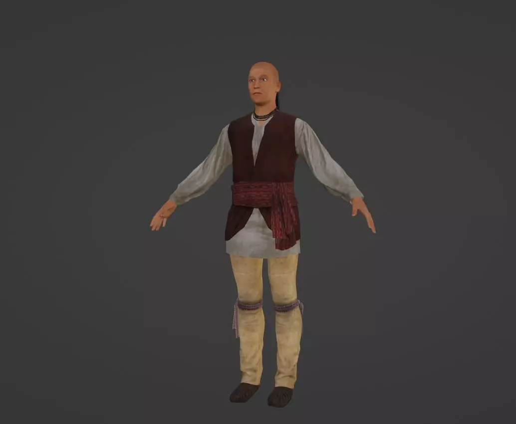 Native American Man Low-poly 3D model_2