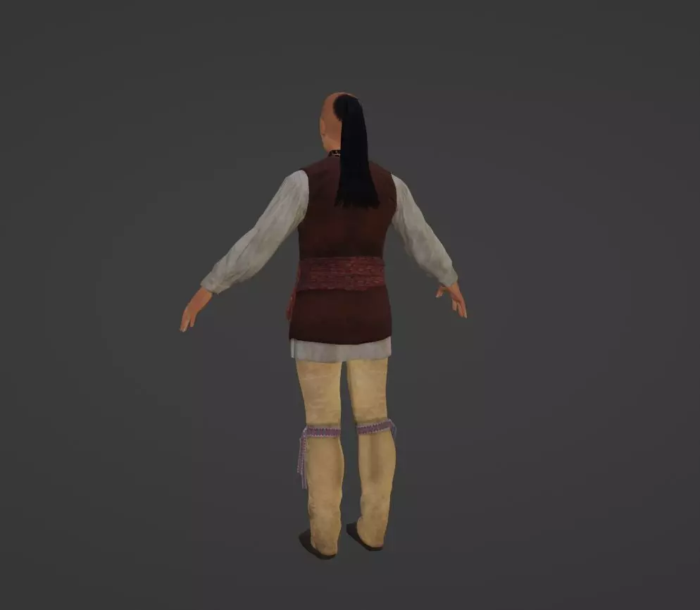 Native American Man Low-poly 3D model_6