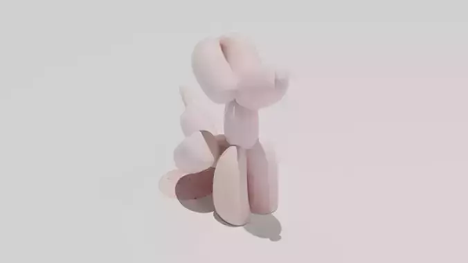 Pissing balloon dog in pastel colors 3D model