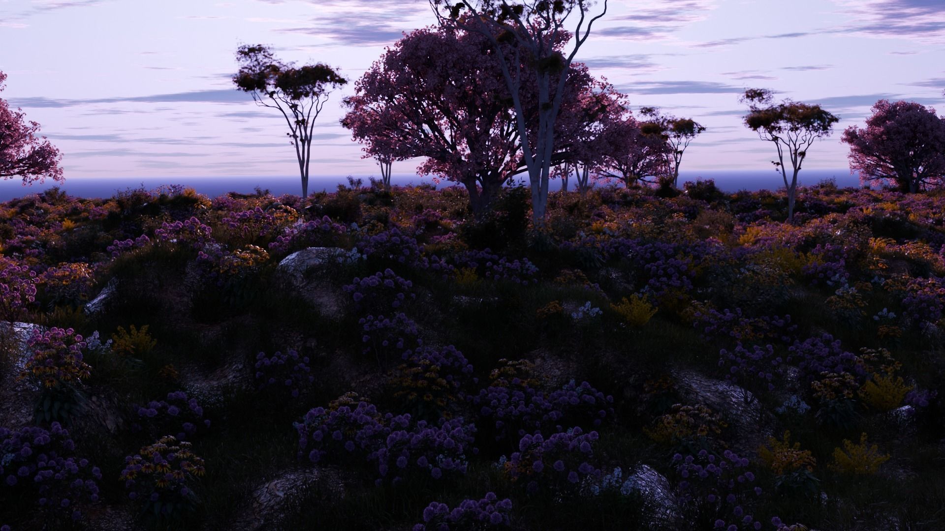 Flower field 3D model_5