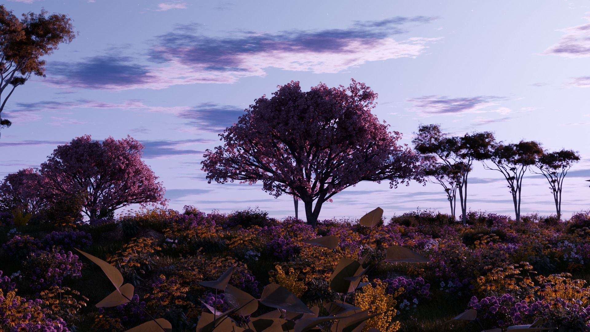 Flower field 3D model_3