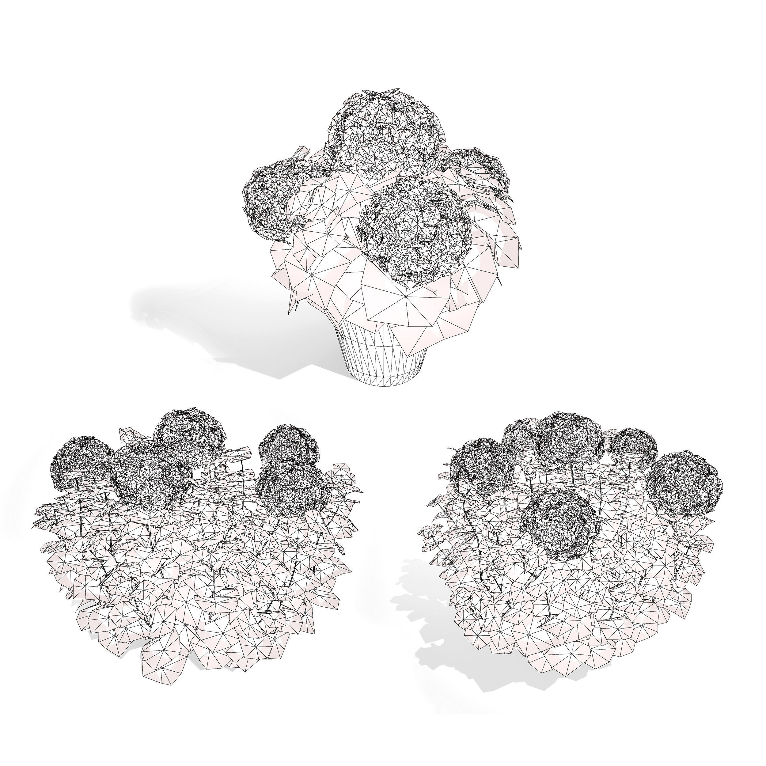 Big Daddy Hydrangea flower shrub with free tutorial Low-poly 3D model_8