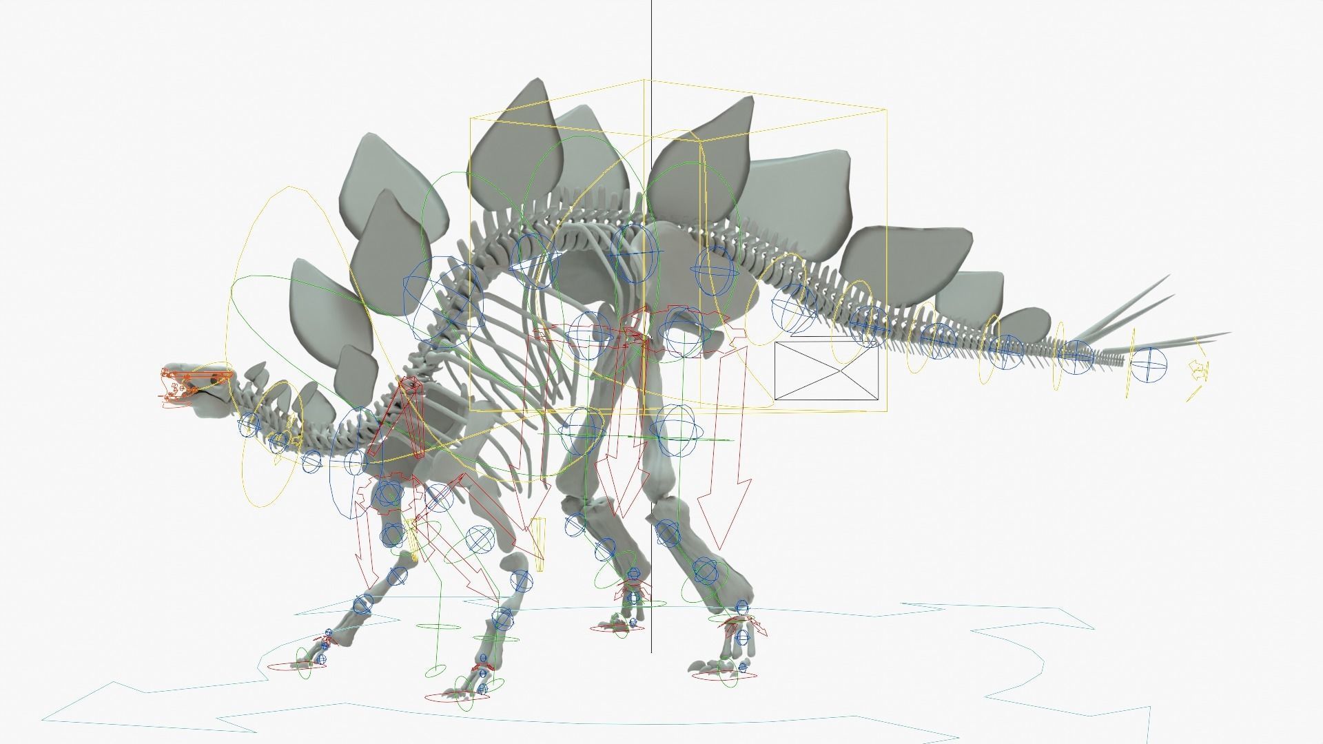 Stegosaurus Rigged Skeleton Low-poly 3D model_21